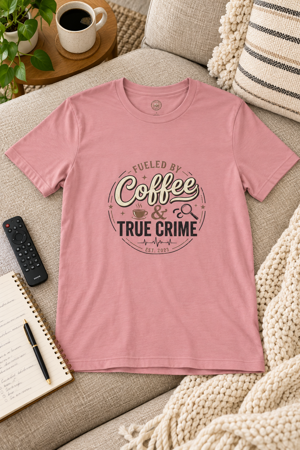 Coffee & True Crime Tee — Funny True Crime Shirt for Fans
