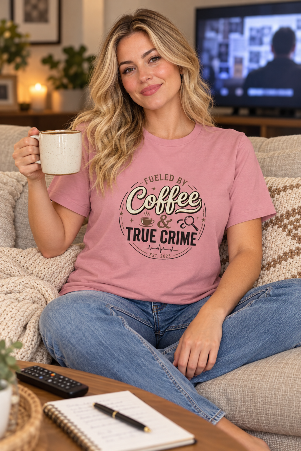 Coffee & True Crime Tee — Funny True Crime Shirt for Fans