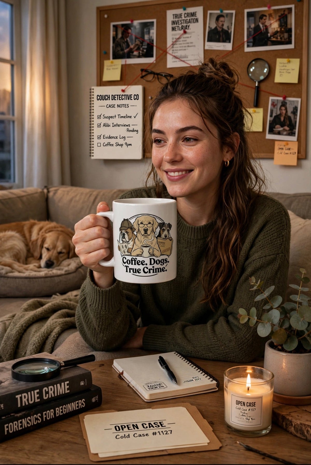 Bulldog Coffee Mug – 'Coffee: A True Detective' Ceramic Mug (11oz, 15oz)