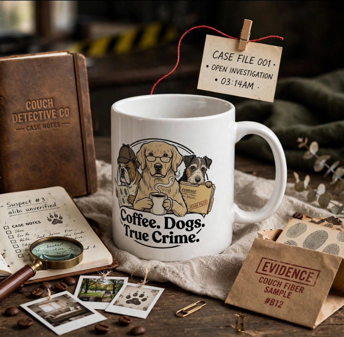 Bulldog Coffee Mug – 'Coffee: A True Detective' Ceramic Mug (11oz, 15oz)