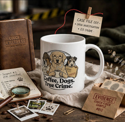 Bulldog Coffee Mug – 'Coffee: A True Detective' Ceramic Mug (11oz, 15oz)