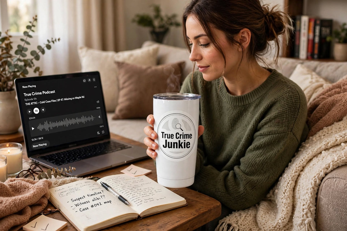 True Crime Junkie Vinyl Sticker — Kiss-Cut Decal