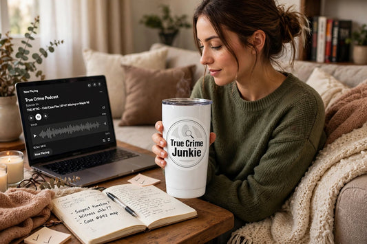 True Crime Junkie Vinyl Sticker — Kiss-Cut Decal