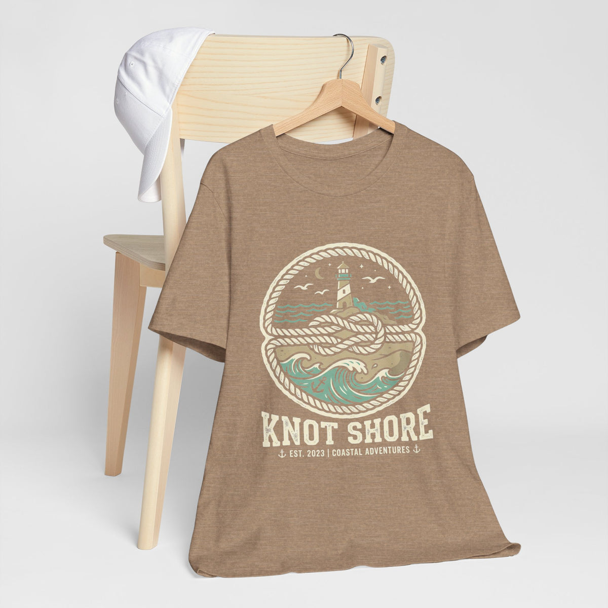Knot Shore lighthouse rope waves T-Shirt | Coastal graphic tee
