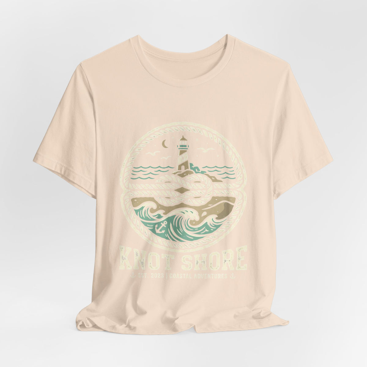 Knot Shore lighthouse rope waves T-Shirt | Coastal graphic tee