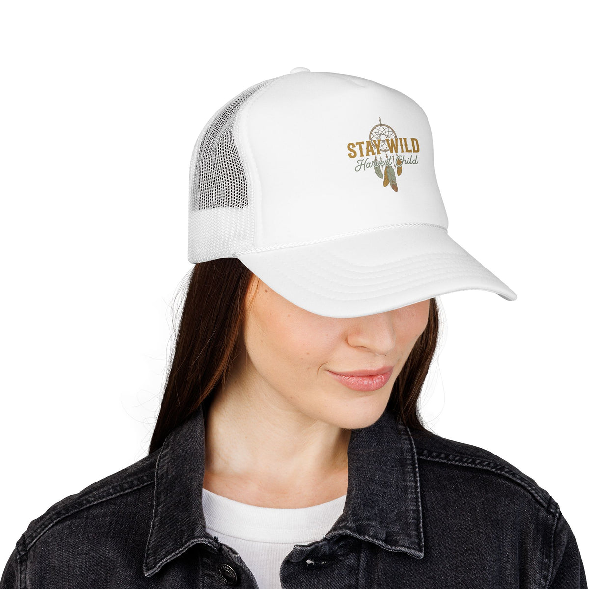Stay Wild Dreamcatcher Trucker Hat — Boho Foam Mesh Cap