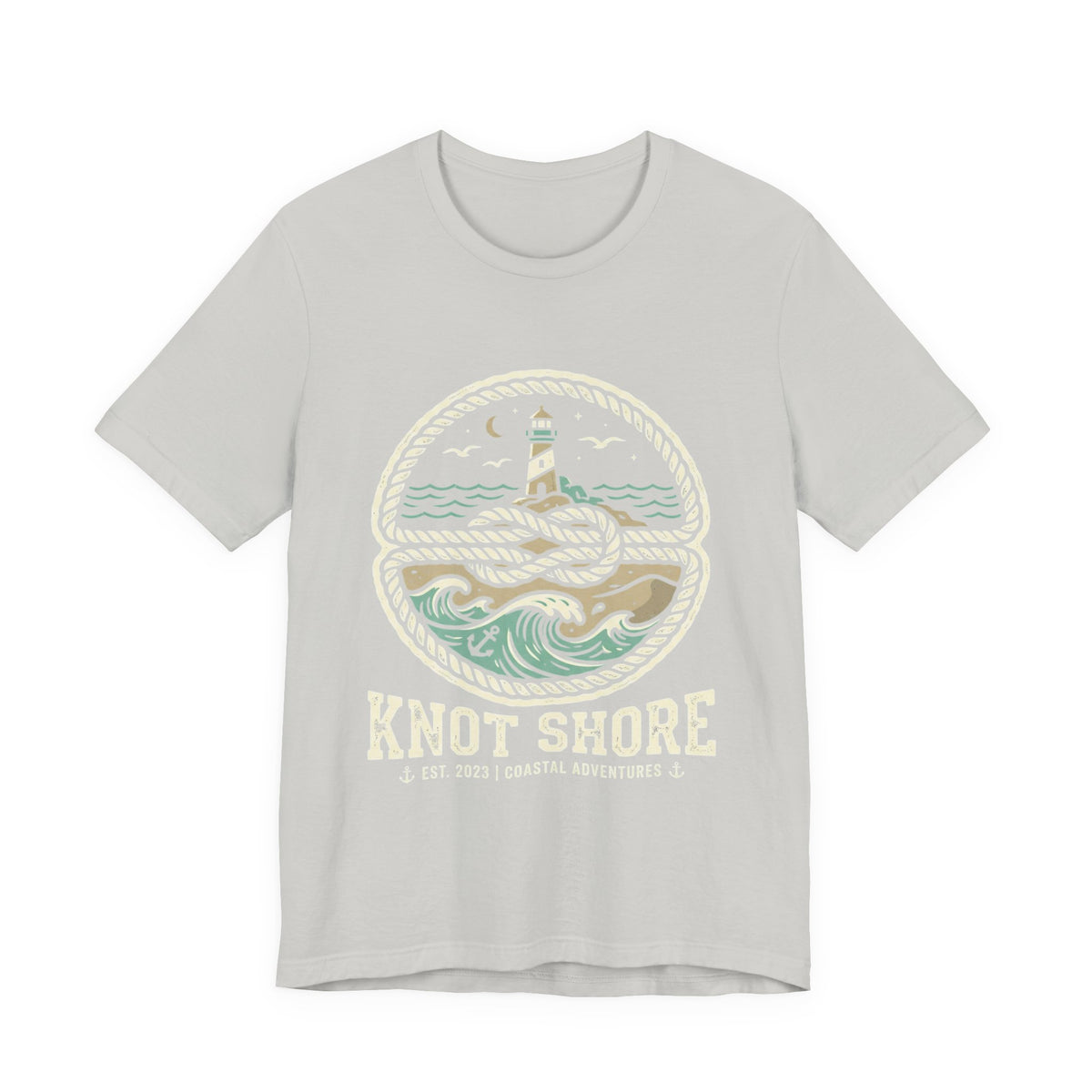 Knot Shore lighthouse rope waves T-Shirt | Coastal graphic tee