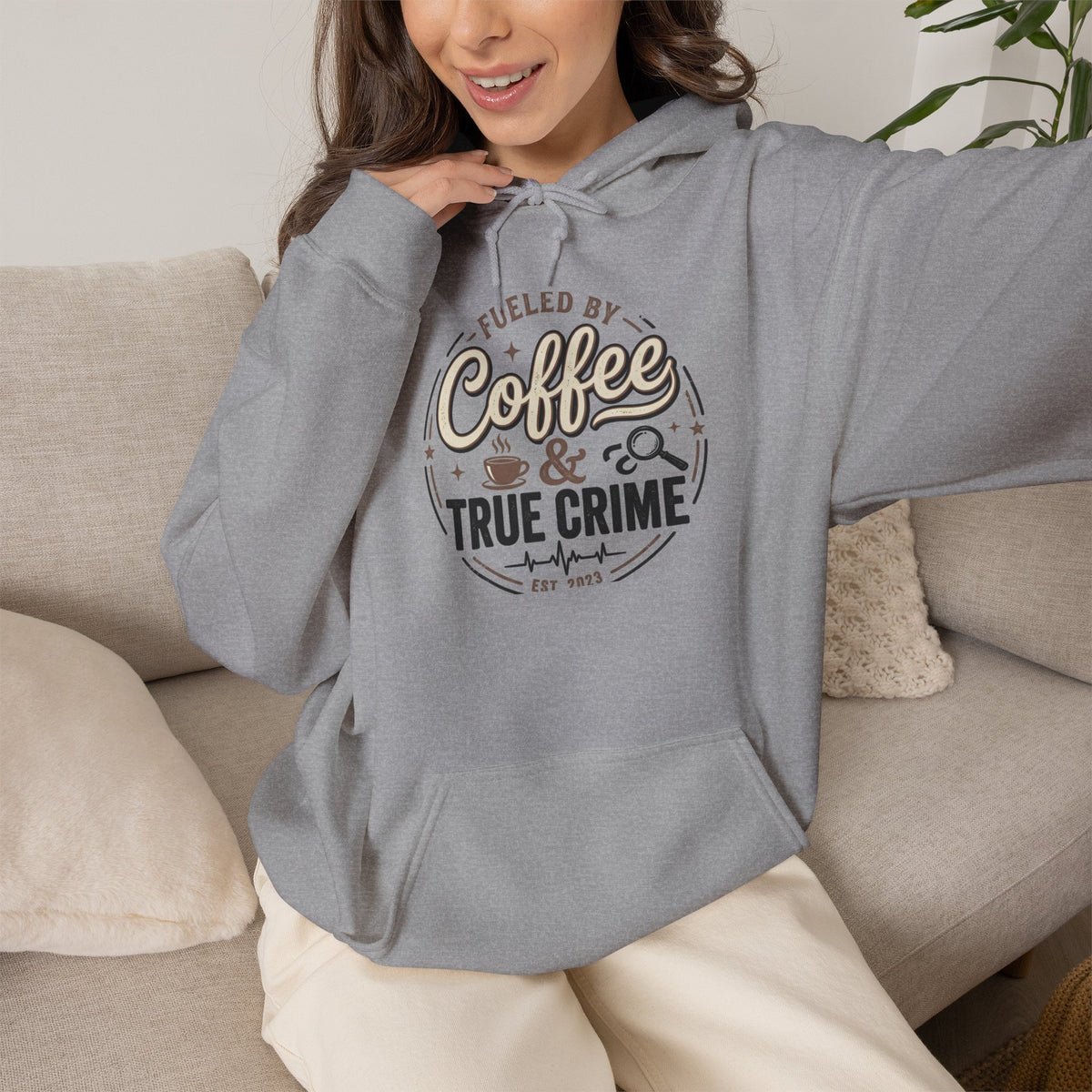 True Crime & Coffee Hoodie — 'Fueled by Coffee & True Crime' Pullover