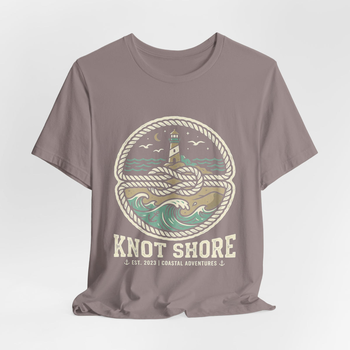 Knot Shore lighthouse rope waves T-Shirt | Coastal graphic tee