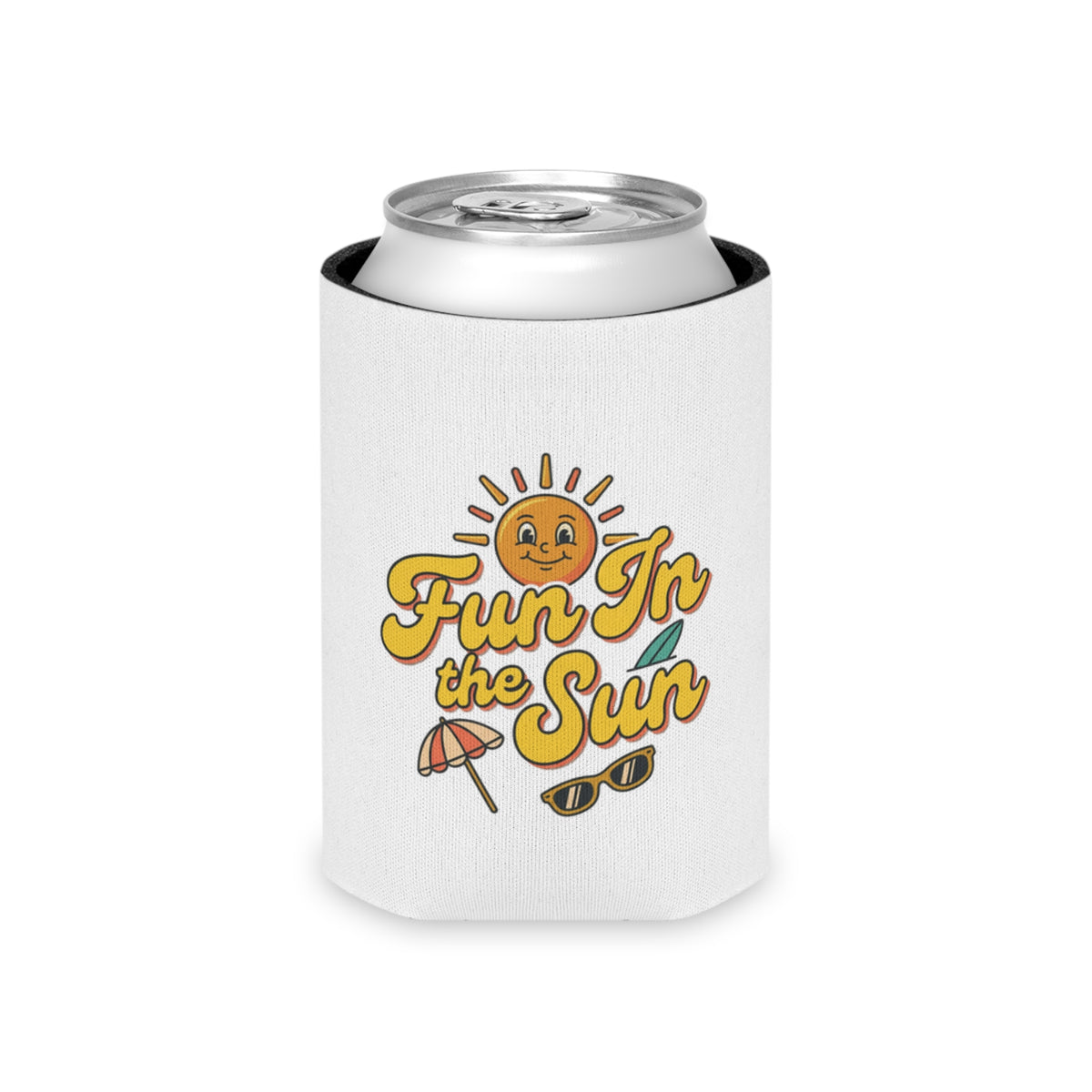 Can Cooler — "Fun in the Sun" Retro Sun Beach Drink Koozie