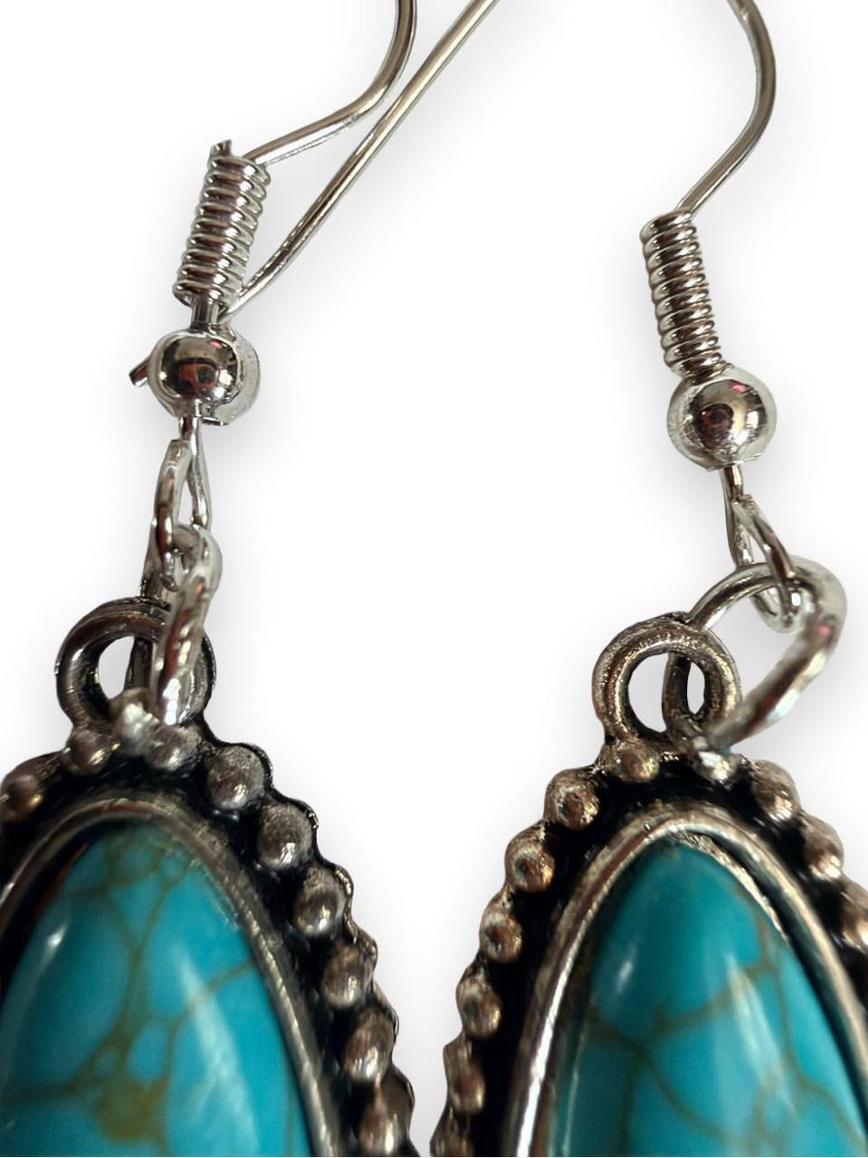 Desert Souls - Beaded Teardrop Turquoise Earrings - Western Dangle Earrings