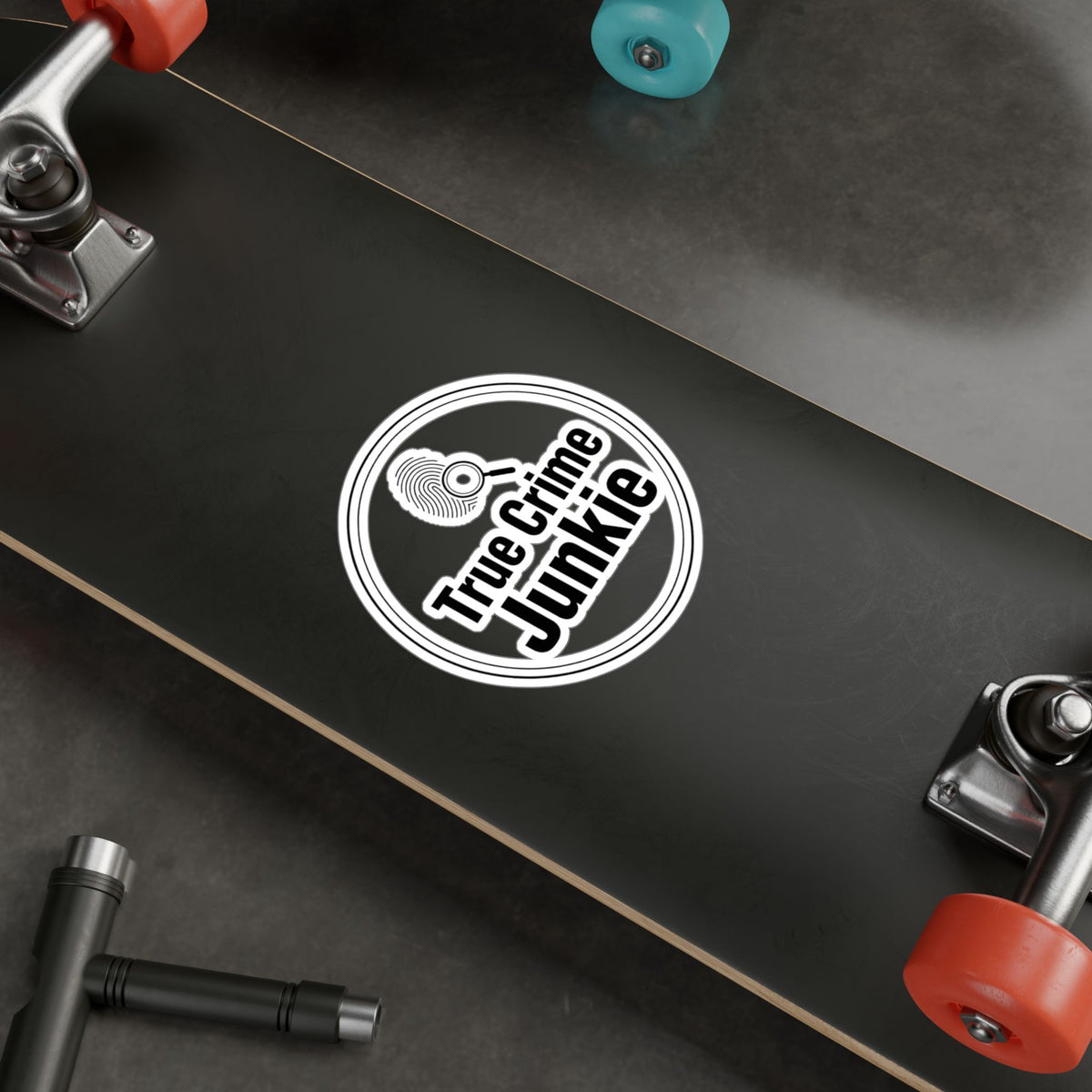 True Crime Junkie Vinyl Sticker — Kiss-Cut Decal