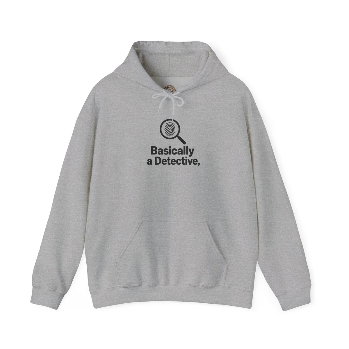 Detective Hoodie – "Basically a Detective." Magnifying Glass Graphic Hooded Sweatshirt