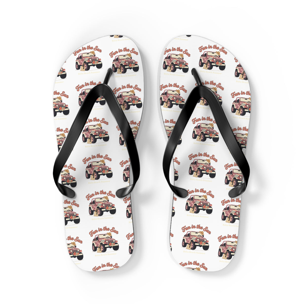 Retro Surf Wagon Flip Flops — "Good Vibes Only" Beach Sandals