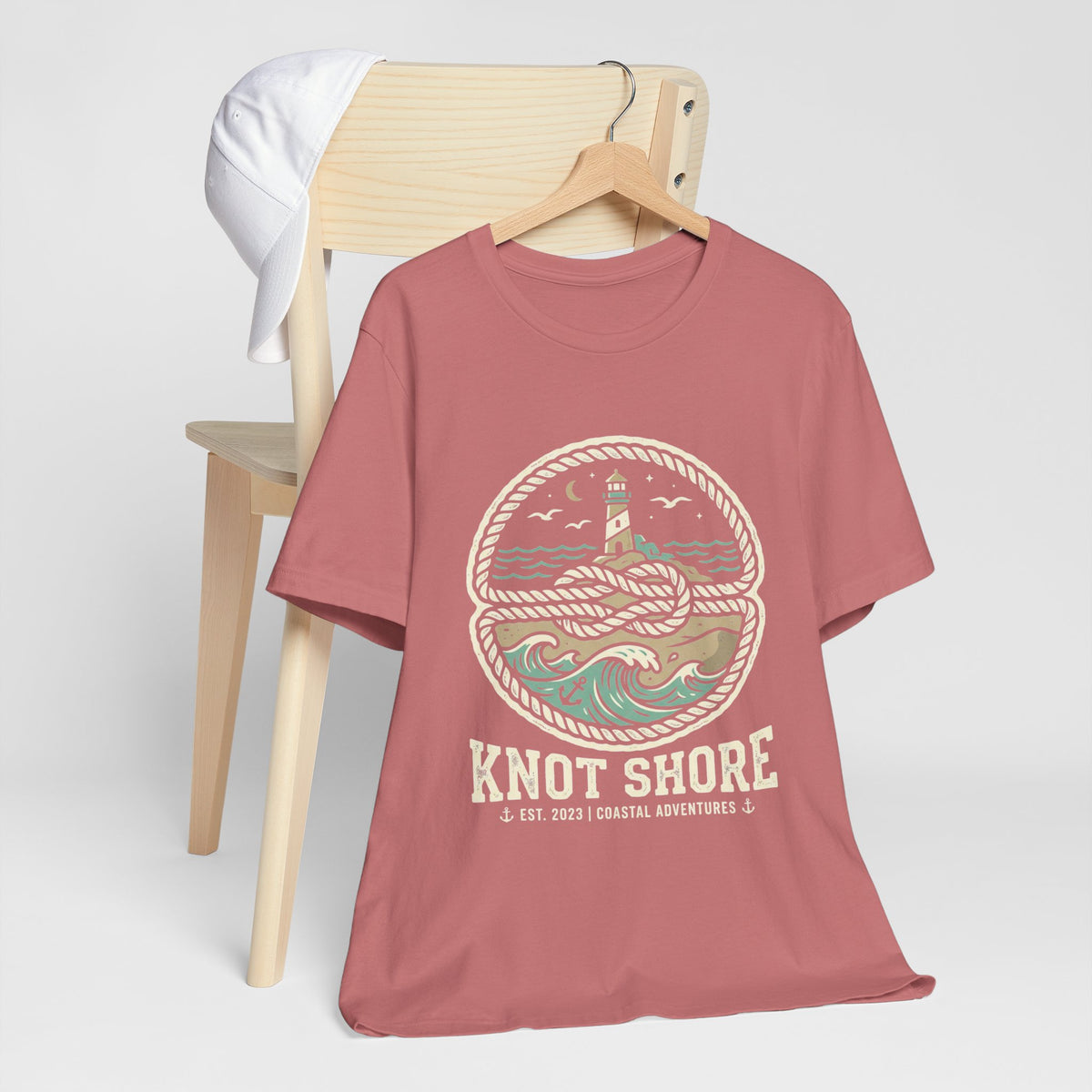 Knot Shore lighthouse rope waves T-Shirt | Coastal graphic tee