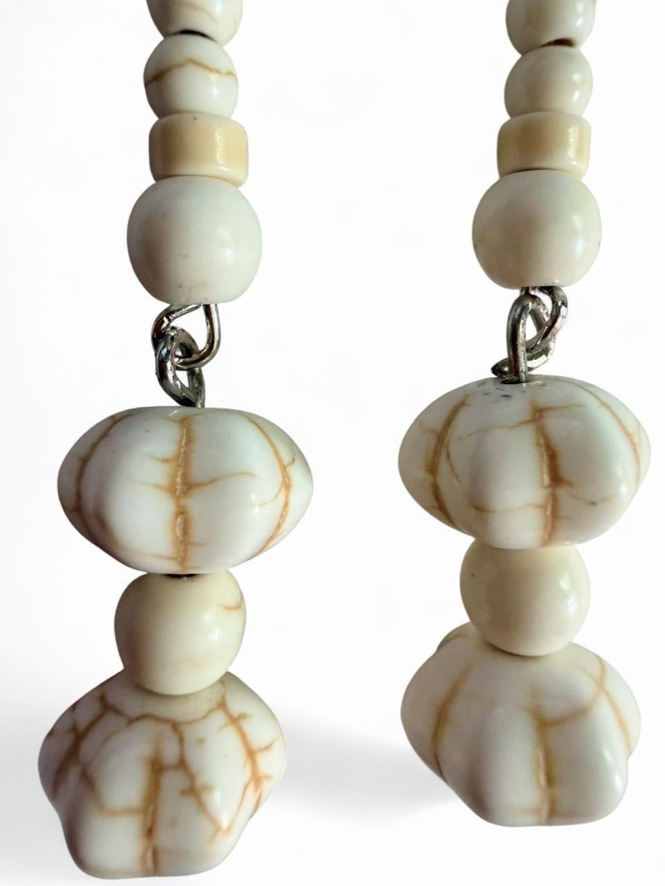 Hand-Finished Marbled Stone-Look Dangle Earrings