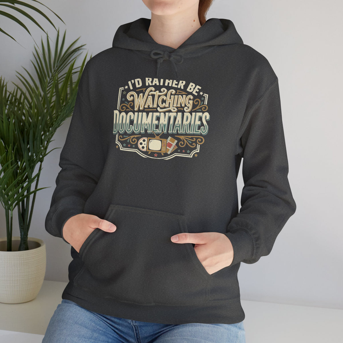 Documentary Lover Hoodie — "I'd Rather Be Watching Documentaries" Vintage Crewneck