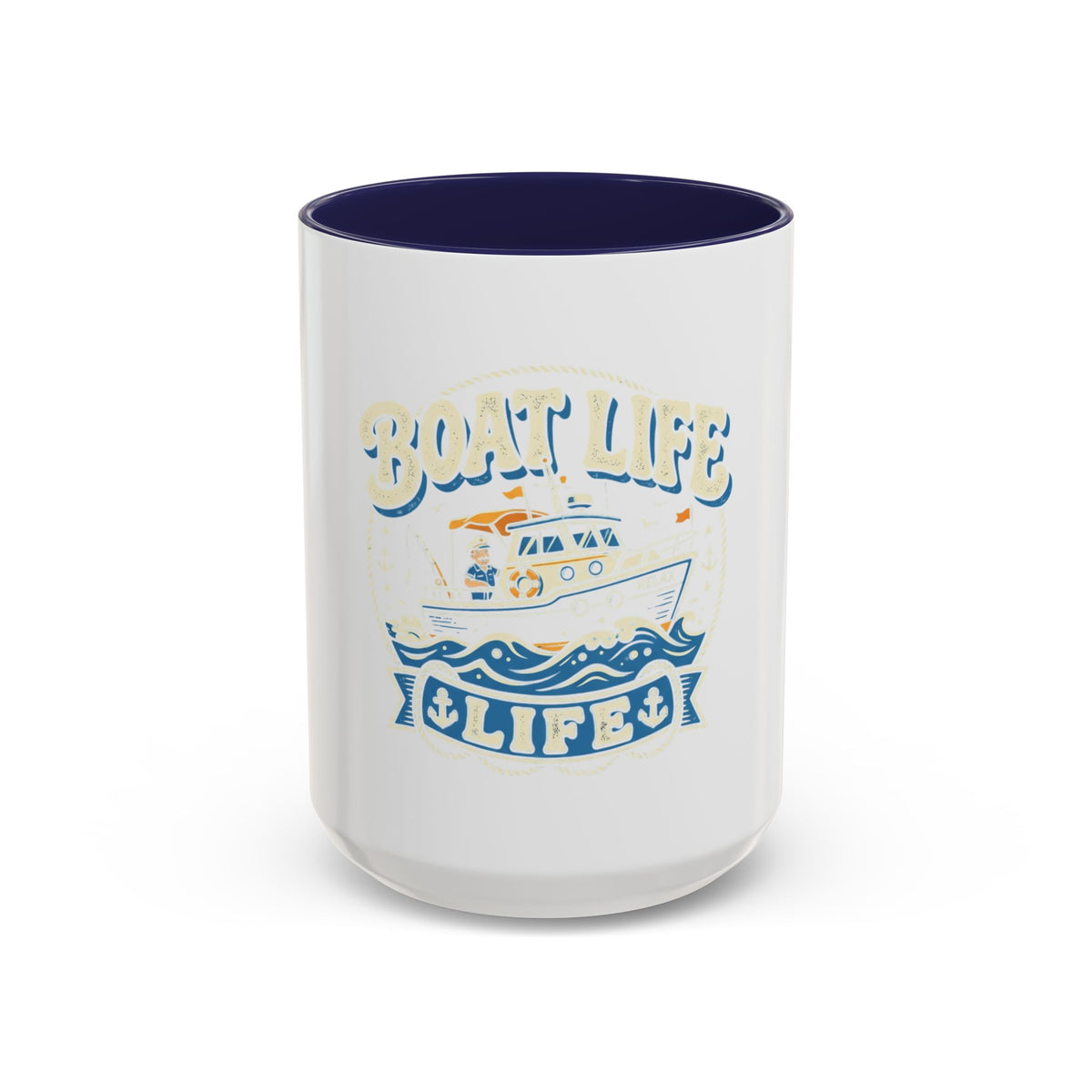 Boat Life Accent Coffee Mug — Nautical Marine Boat Lover Gift (11/15oz)