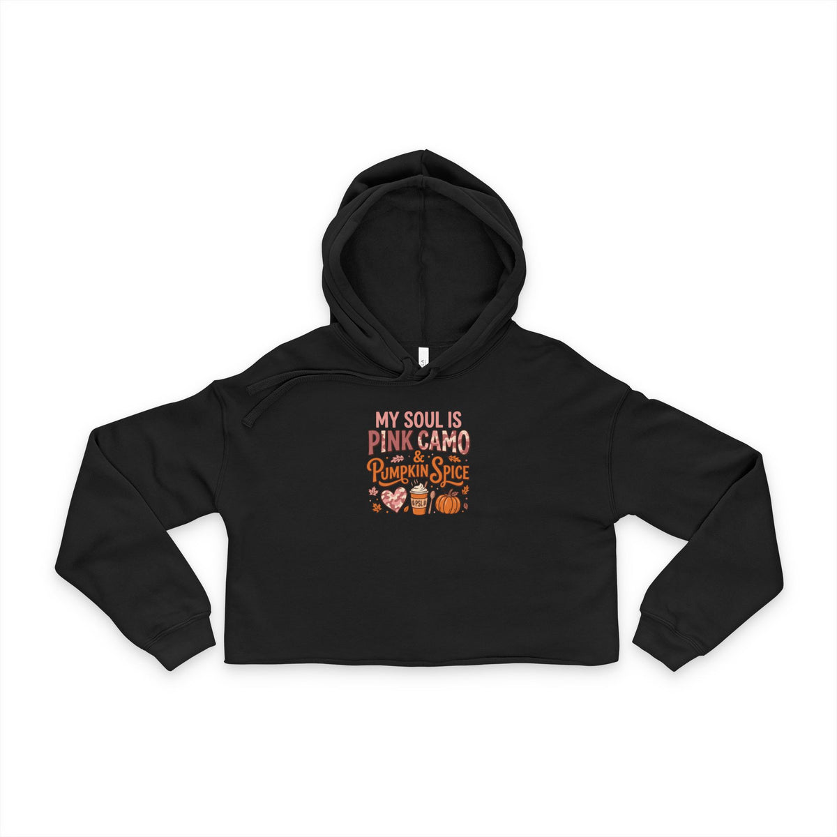 Cropped Hoodie — "My Soul Is Pink Camo Pumpkin Spice" Fall Sweatshirt for Women