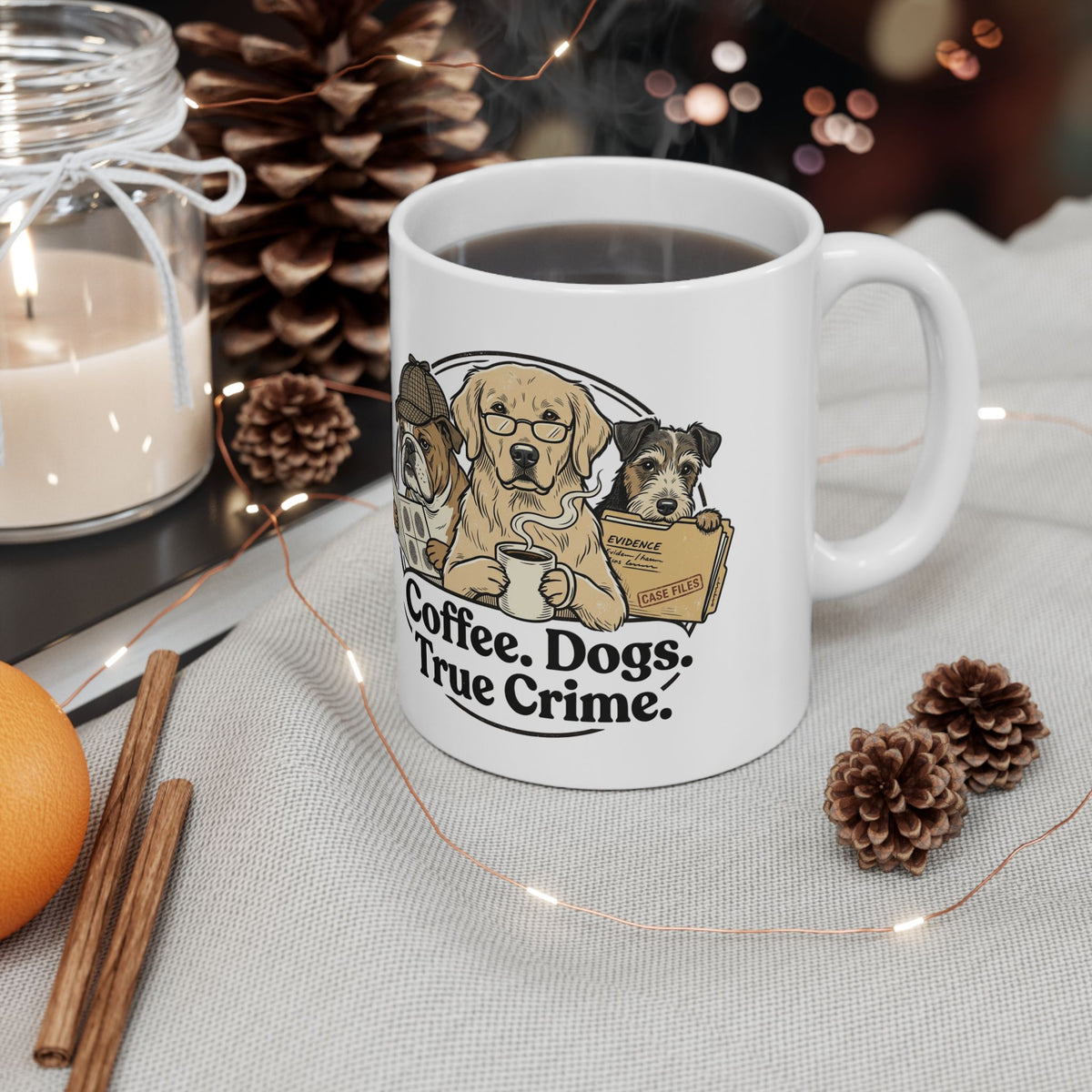 Bulldog Coffee Mug – 'Coffee: A True Detective' Ceramic Mug (11oz, 15oz)