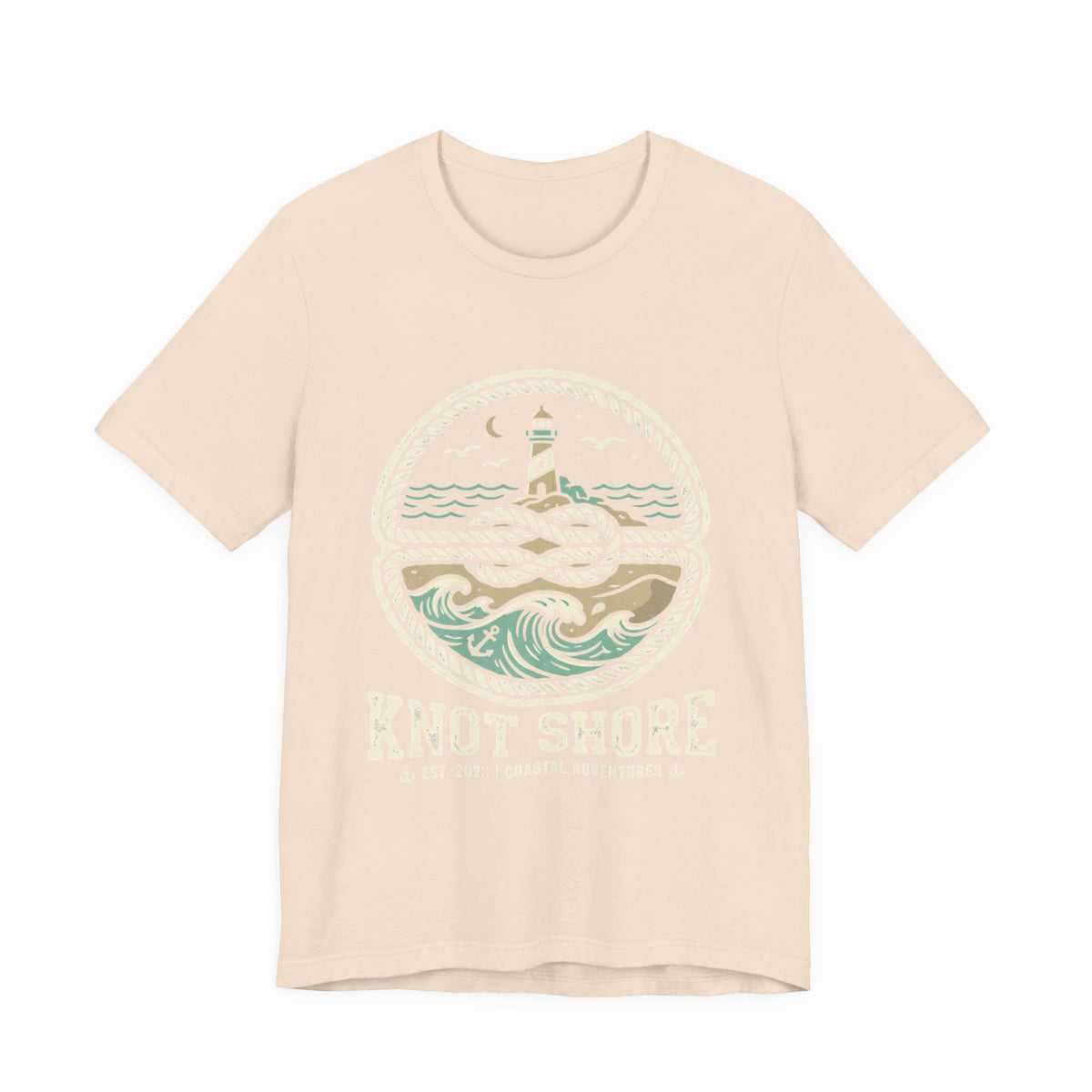 Knot Shore lighthouse rope waves T-Shirt | Coastal graphic tee