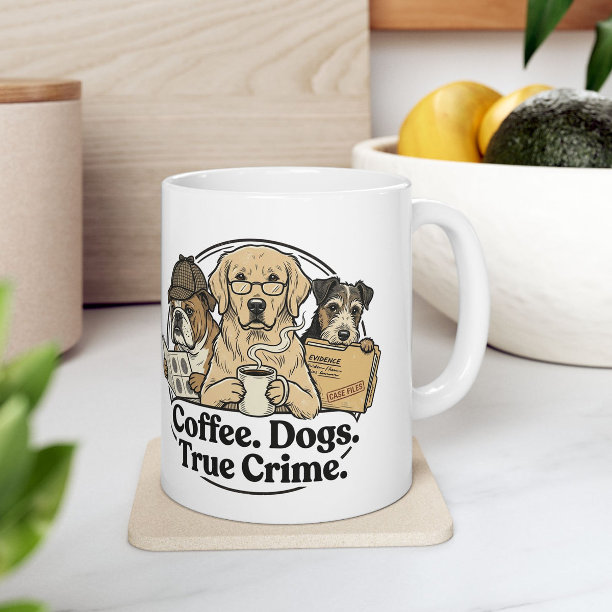 Bulldog Coffee Mug – 'Coffee: A True Detective' Ceramic Mug (11oz, 15oz)