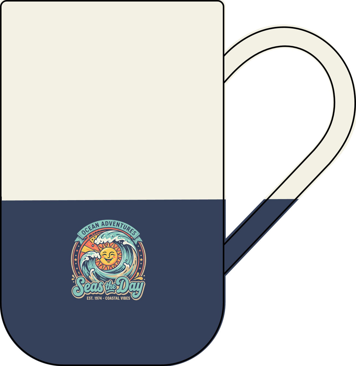 Speckled Ceramic Mug 13oz — 'Seas the Day' Coastal Engraved Coffee Cup