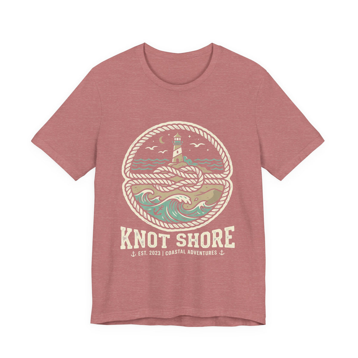 Knot Shore lighthouse rope waves T-Shirt | Coastal graphic tee