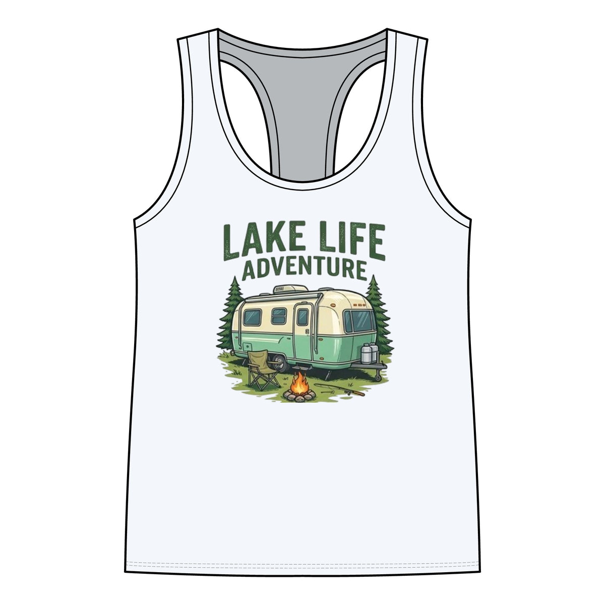Lake Life Adventure Racerback Tank — Women's Camper Camping Graphic Tank Top