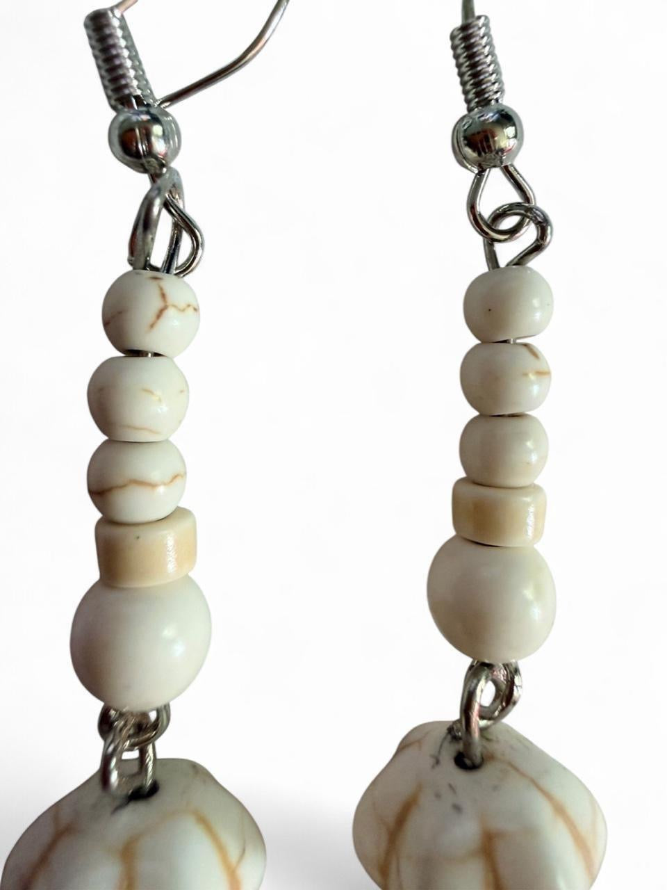 Hand-Finished Marbled Stone-Look Dangle Earrings