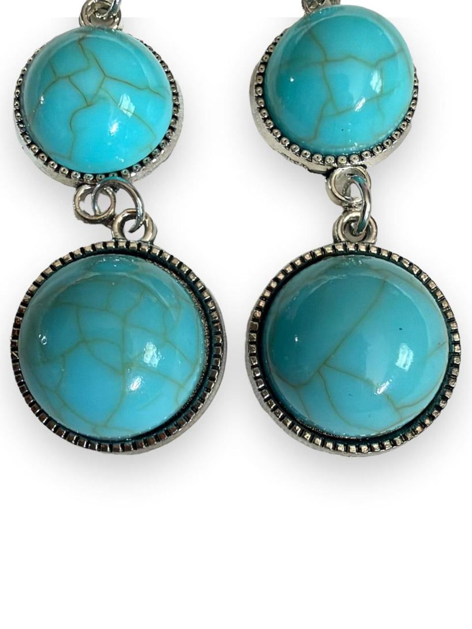 Desert Souls 4-Tier Graduated Turquoise Earrings - Long Western Shoulder Duster