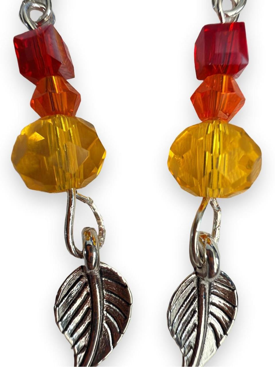 Harvest Souls Collection - Autumn Ember Leaf Earrings - Handmade Fall Beaded Dangle