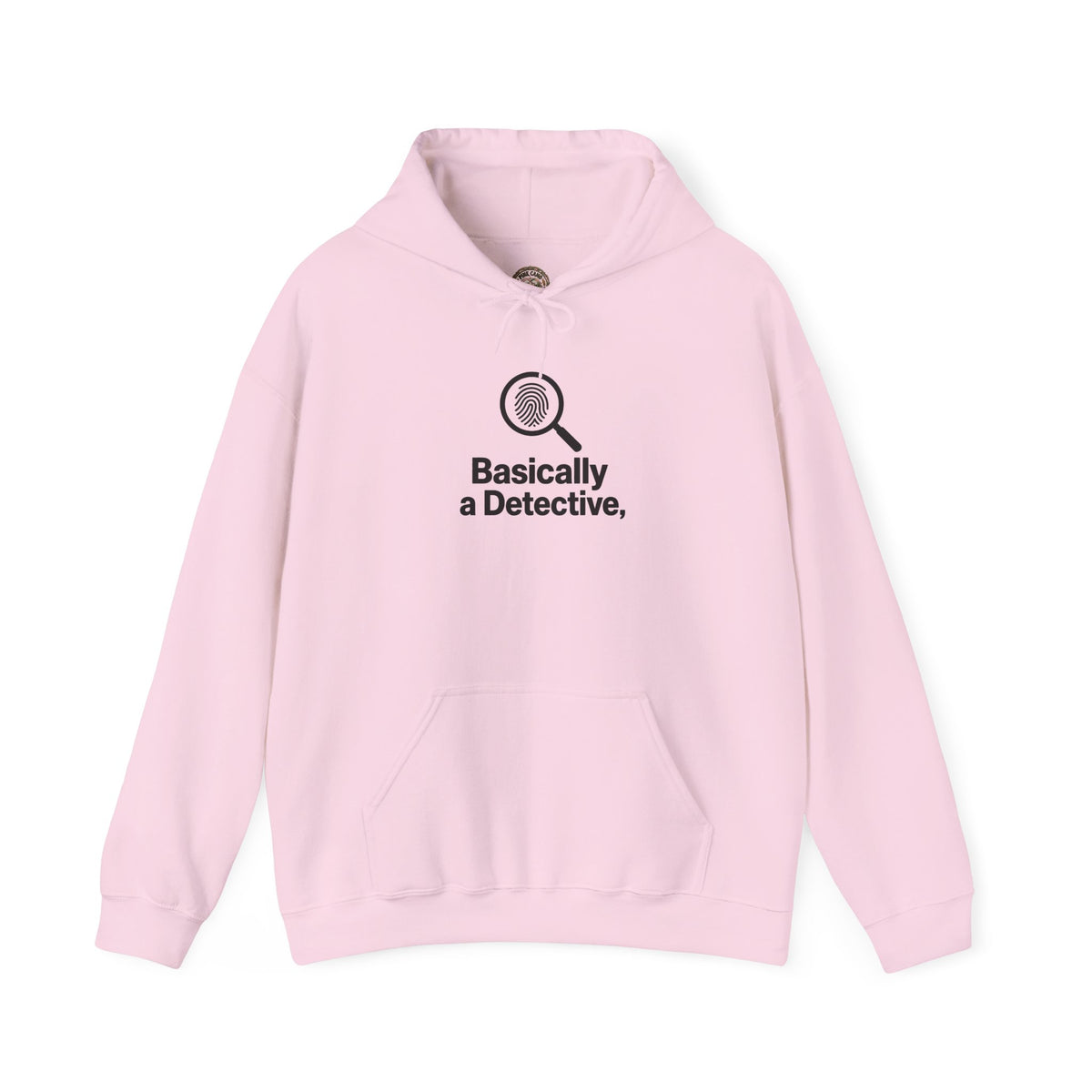 Detective Hoodie – "Basically a Detective." Magnifying Glass Graphic Hooded Sweatshirt