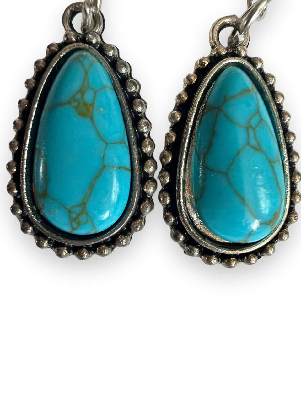 Desert Souls - Beaded Teardrop Turquoise Earrings - Western Dangle Earrings