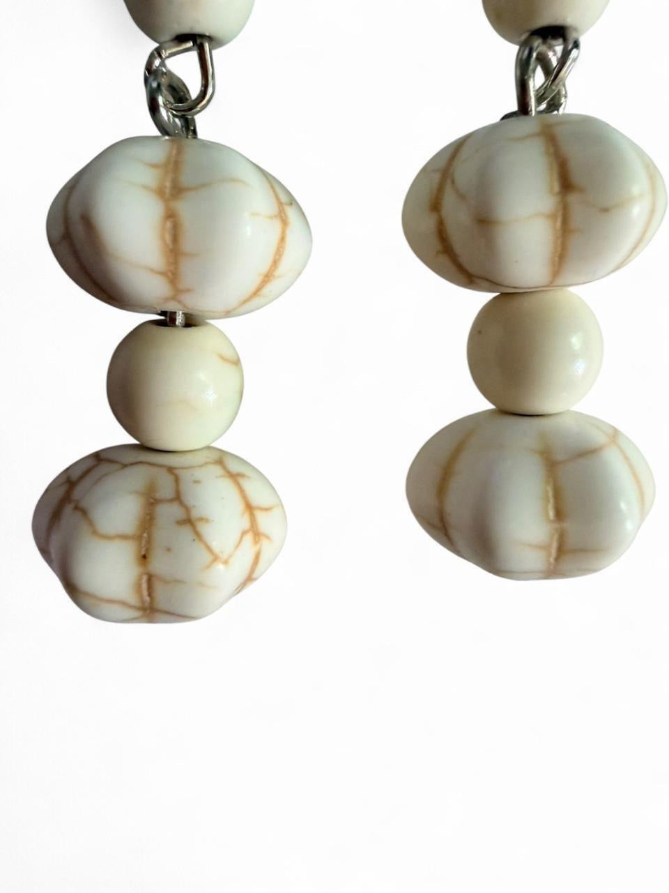 Hand-Finished Marbled Stone-Look Dangle Earrings