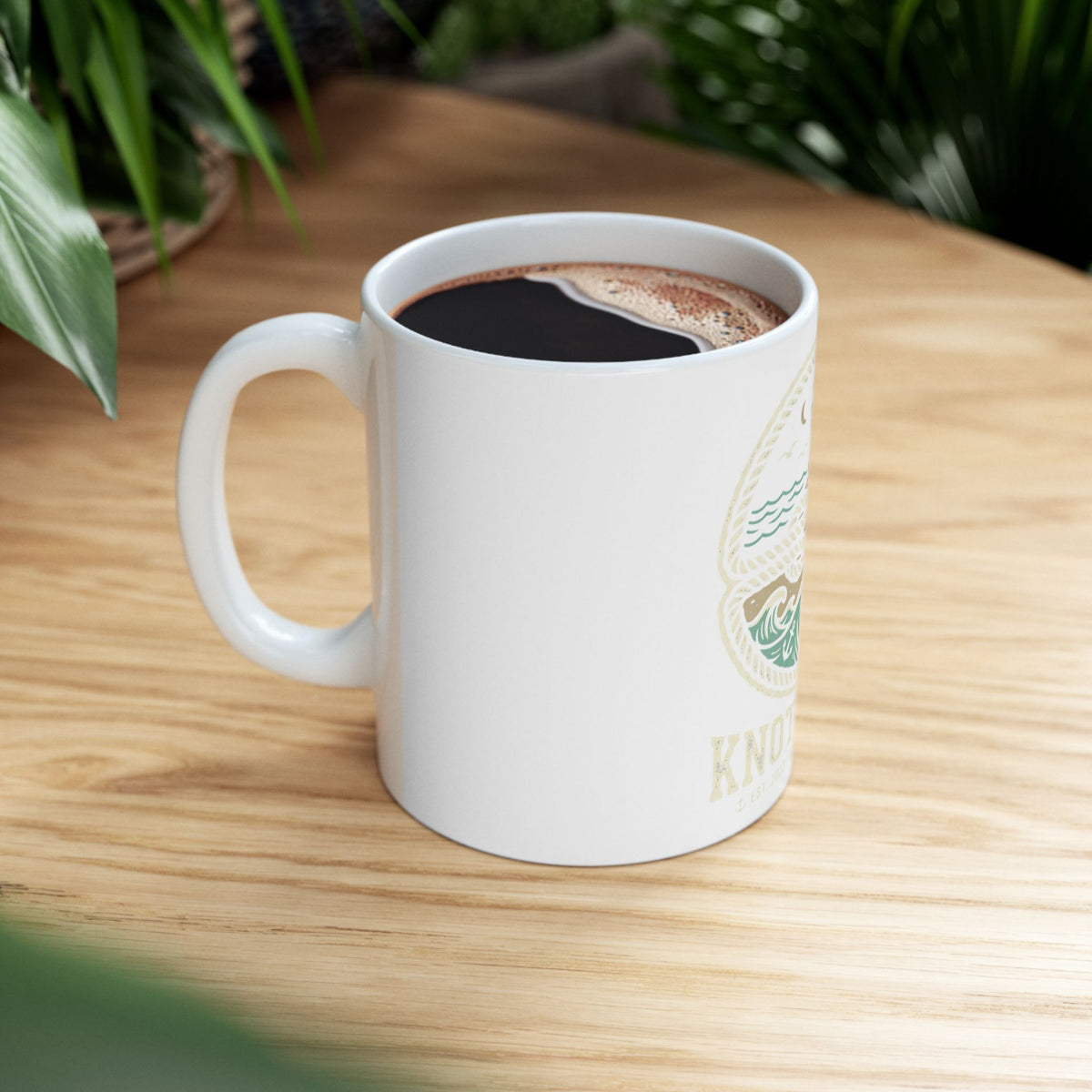 Nautical 'Knot Shore' Ceramic Mug — Lighthouse Ocean Waves Coffee Cup (11oz/15oz)