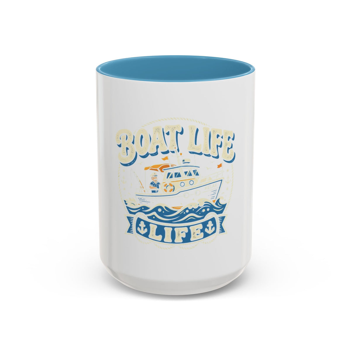 Boat Life Accent Coffee Mug — Nautical Marine Boat Lover Gift (11/15oz)
