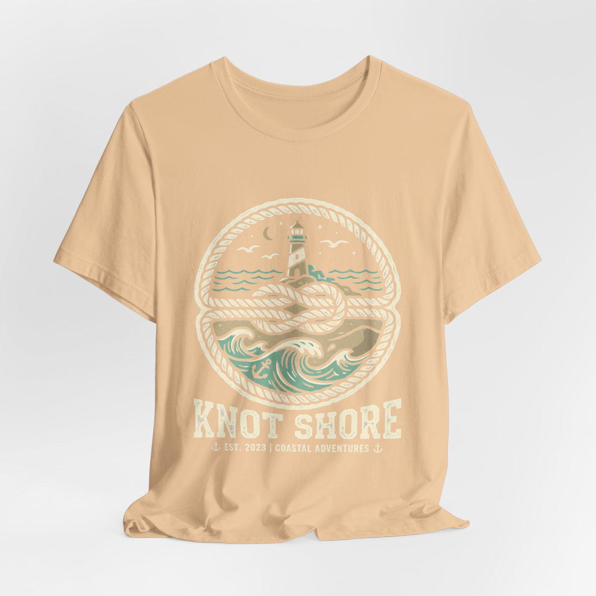 Knot Shore lighthouse rope waves T-Shirt | Coastal graphic tee