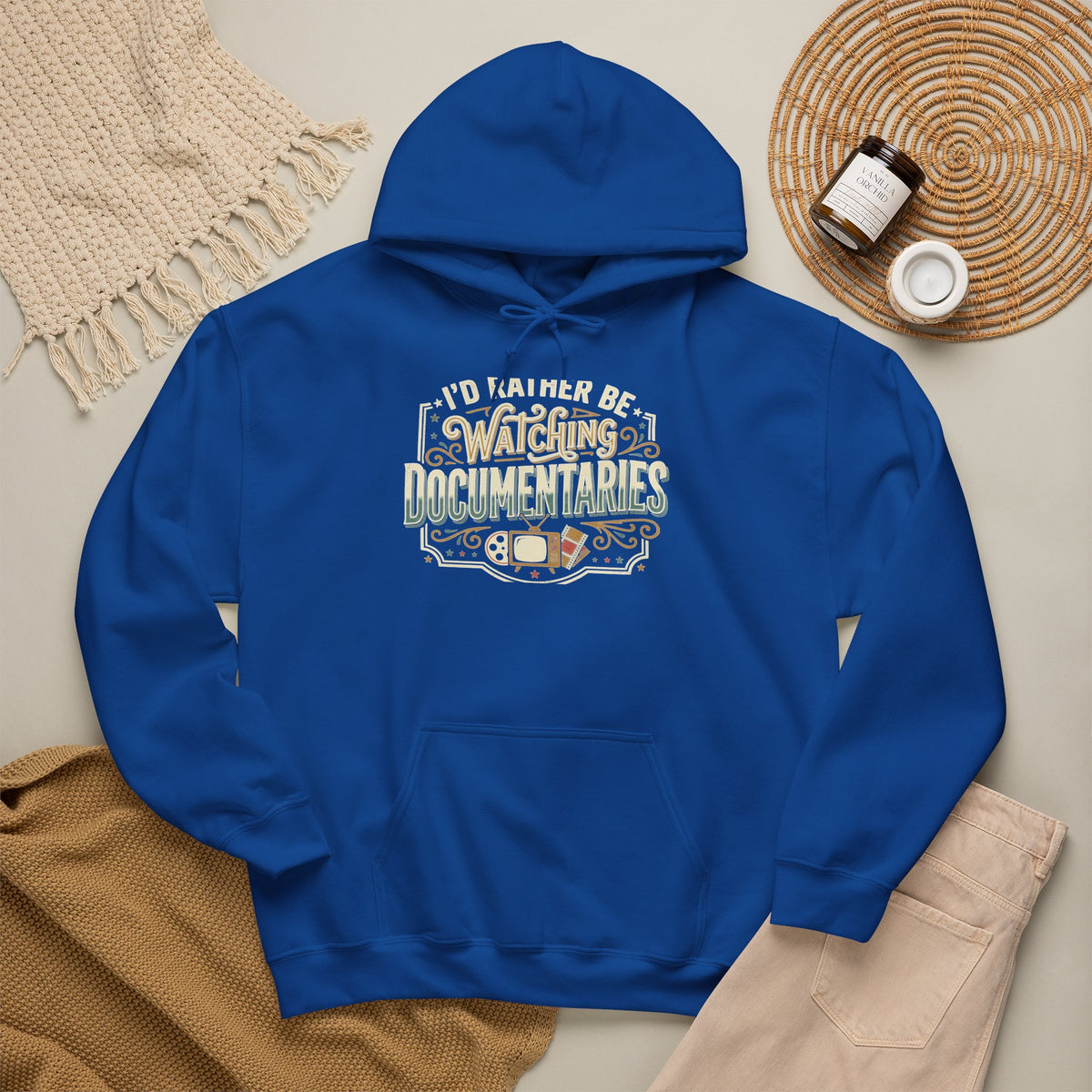 Documentary Lover Hoodie — "I'd Rather Be Watching Documentaries" Vintage Crewneck