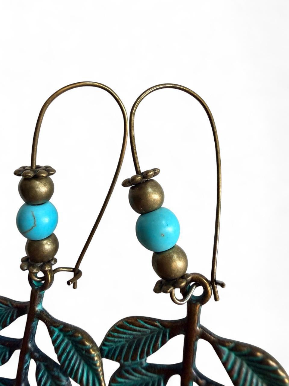 Harvest Souls – Patina Leaf Branch Earrings