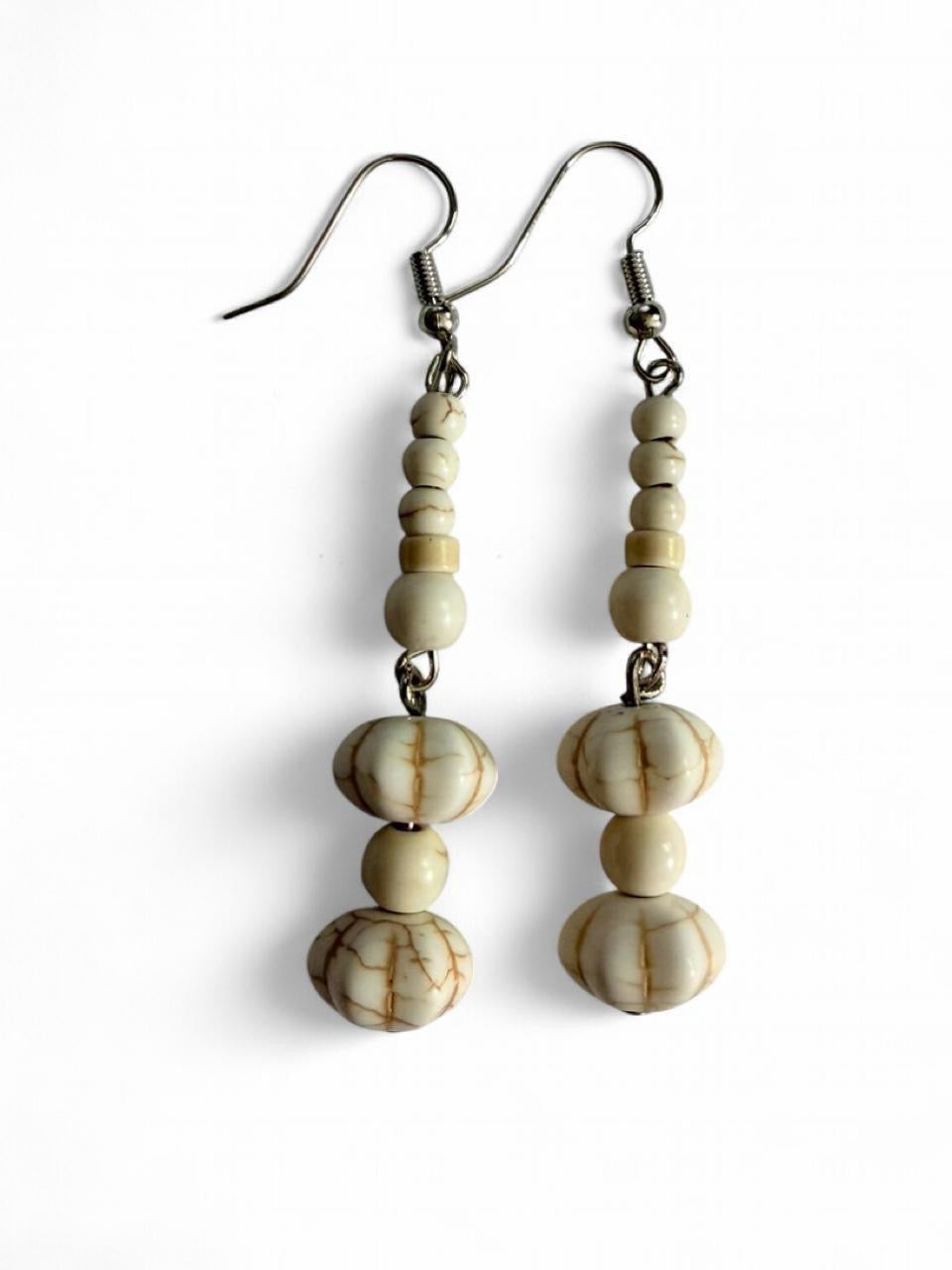 Hand-Finished Marbled Stone-Look Dangle Earrings