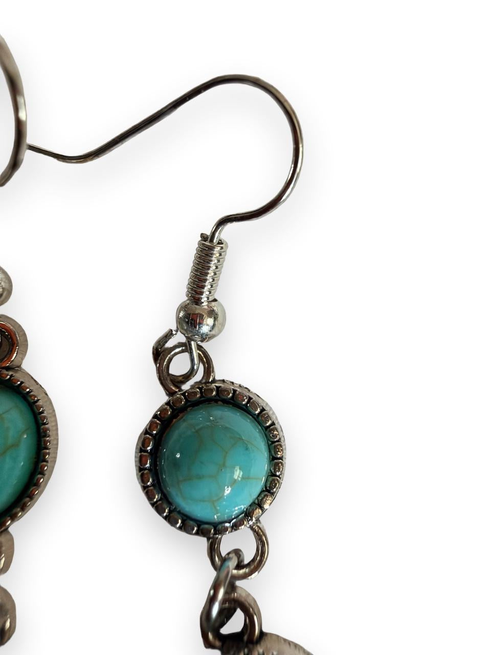 Desert Souls 4-Tier Graduated Turquoise Earrings - Long Western Shoulder Duster