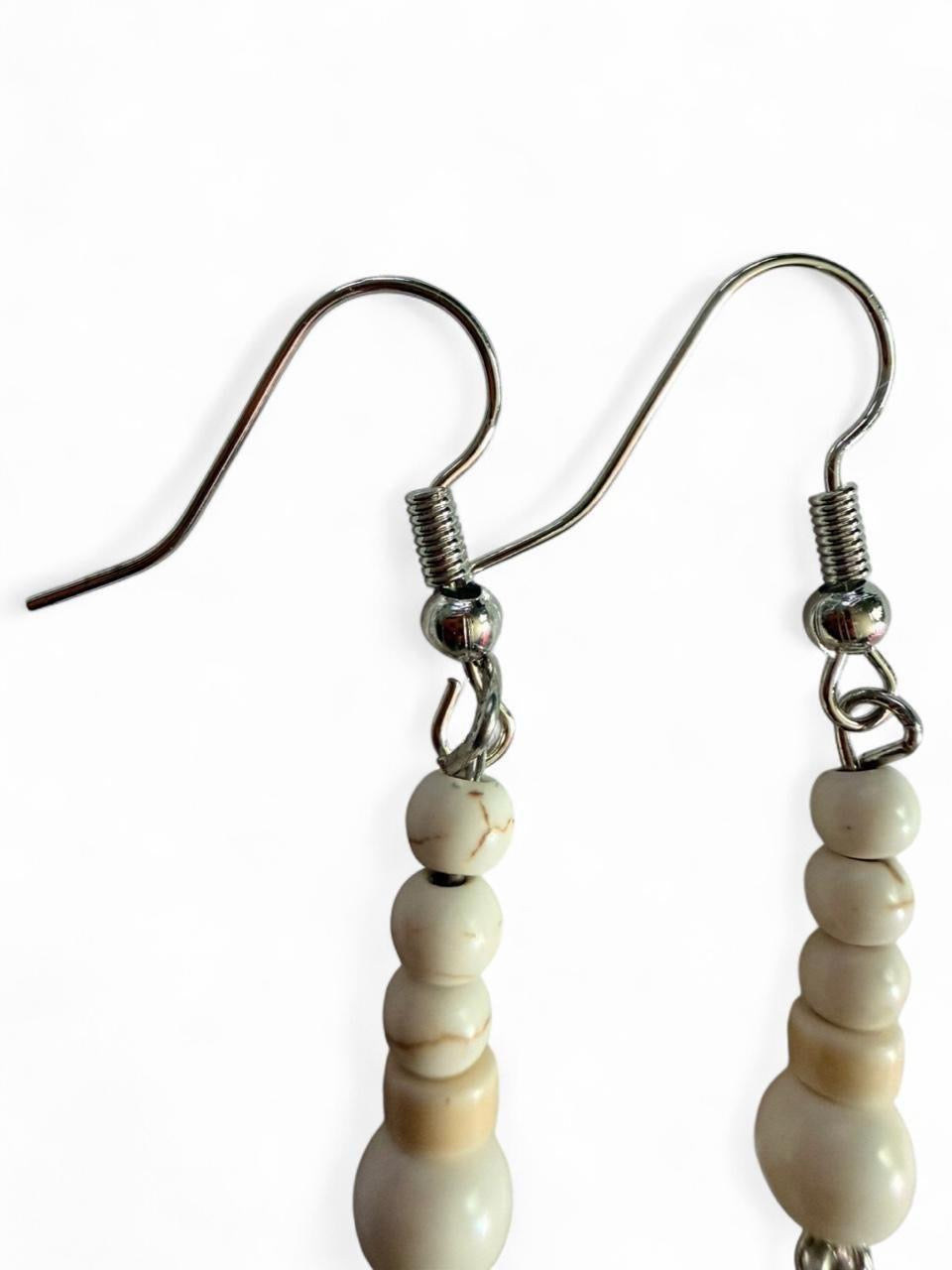 Hand-Finished Marbled Stone-Look Dangle Earrings