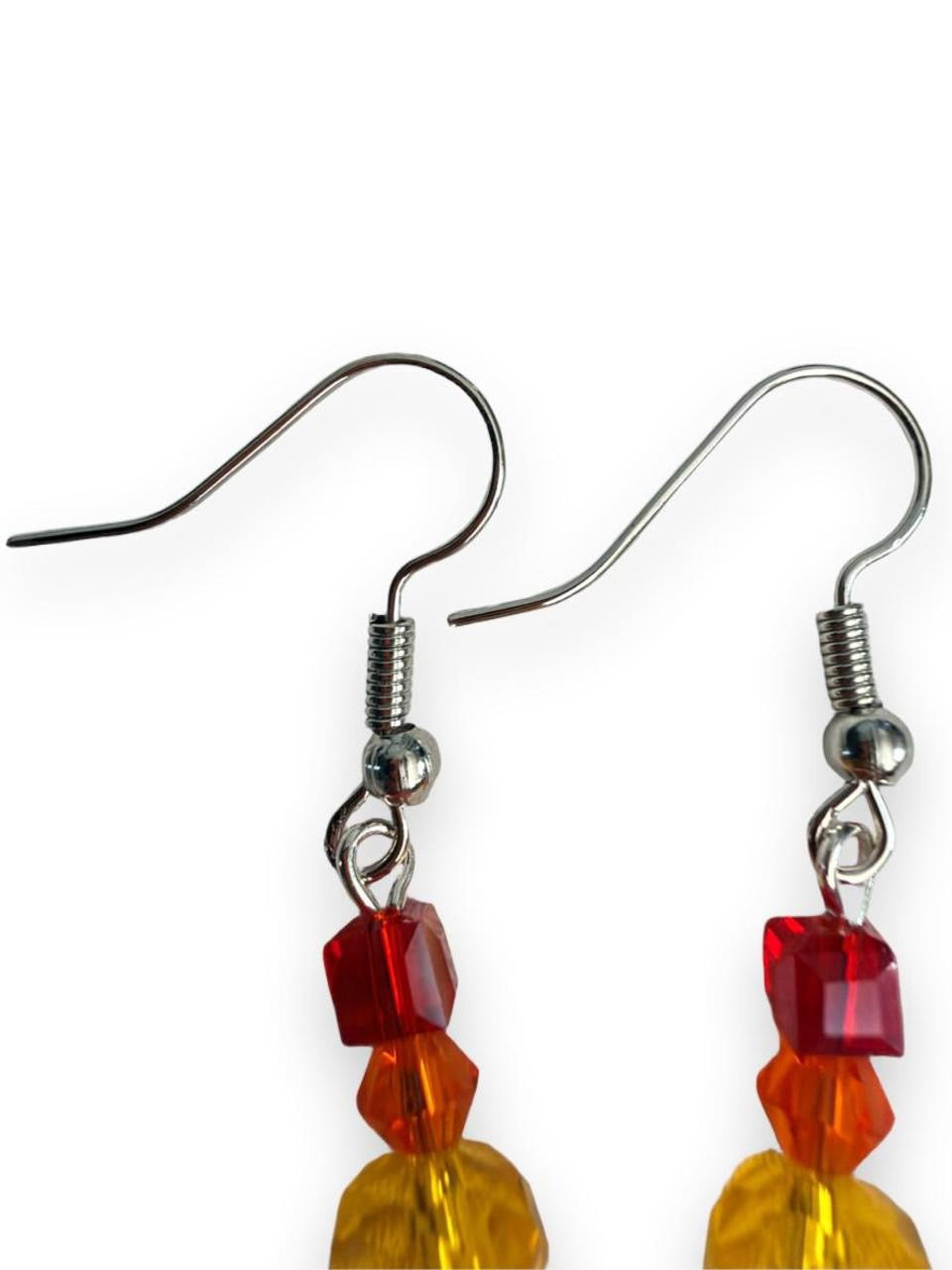 Harvest Souls Collection - Autumn Ember Leaf Earrings - Handmade Fall Beaded Dangle