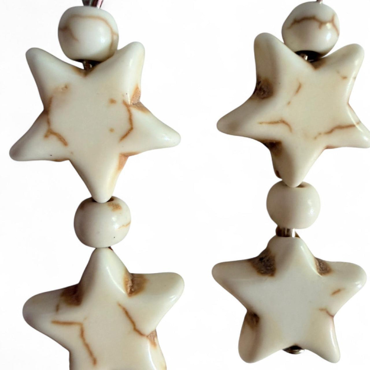 Handmade Cream Marbled Star Drop Earrings