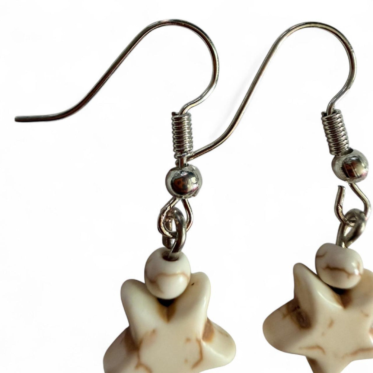 Handmade Cream Marbled Star Drop Earrings