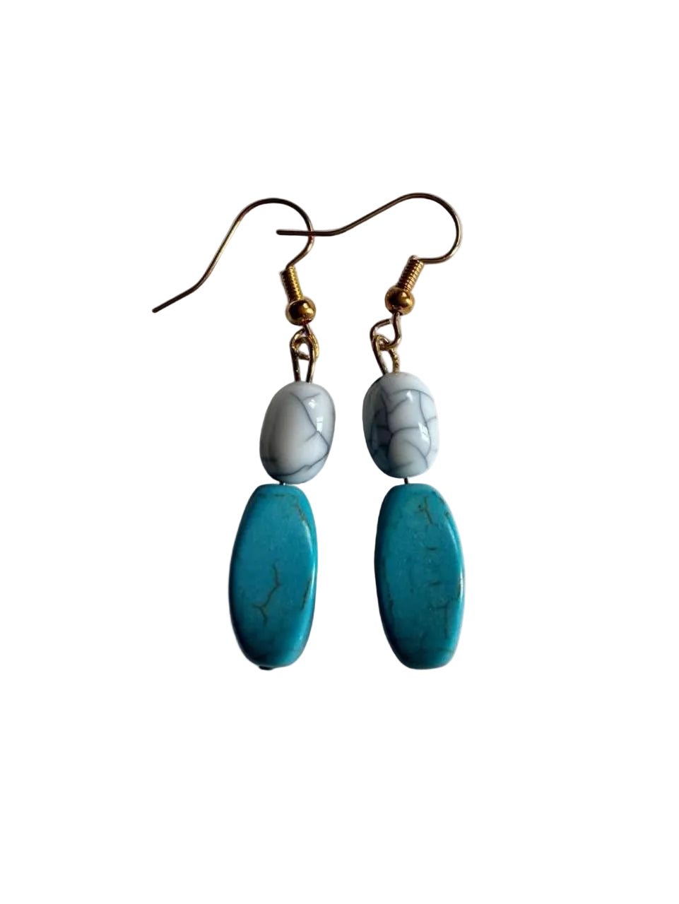 Handmade Turquoise & Howlite Dangle Earrings