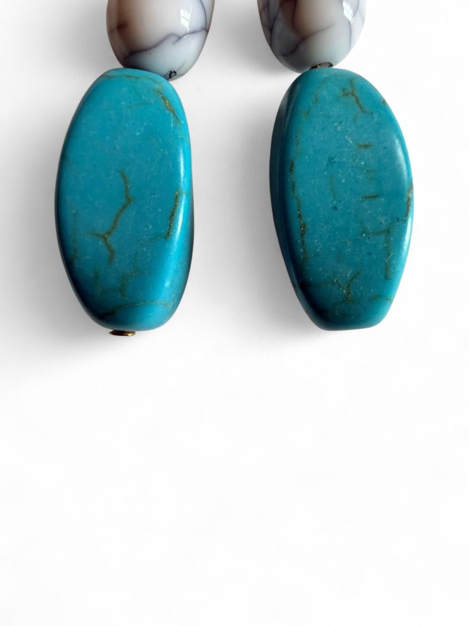Handmade Turquoise & Howlite Dangle Earrings