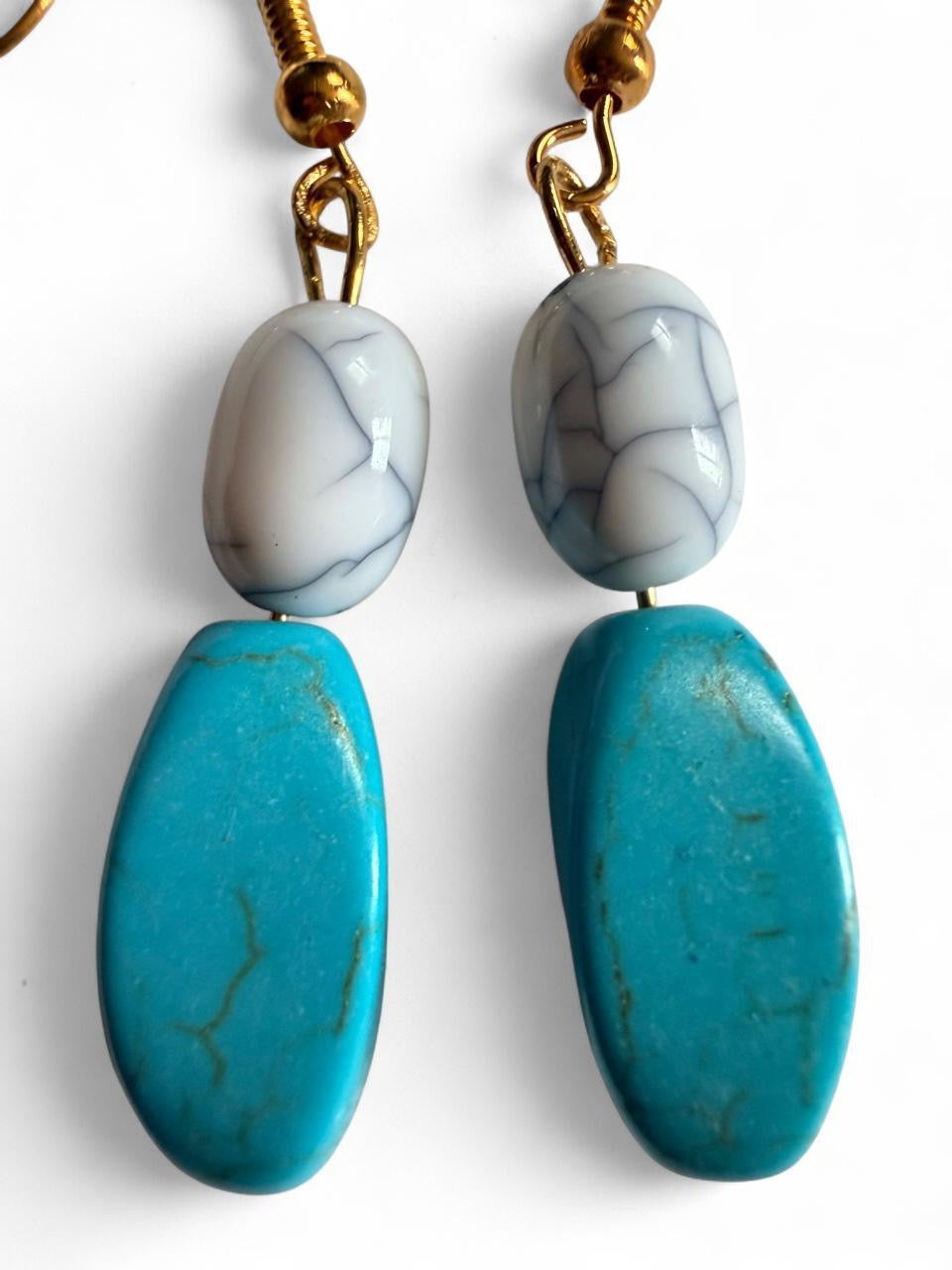 Handmade Turquoise & Howlite Dangle Earrings