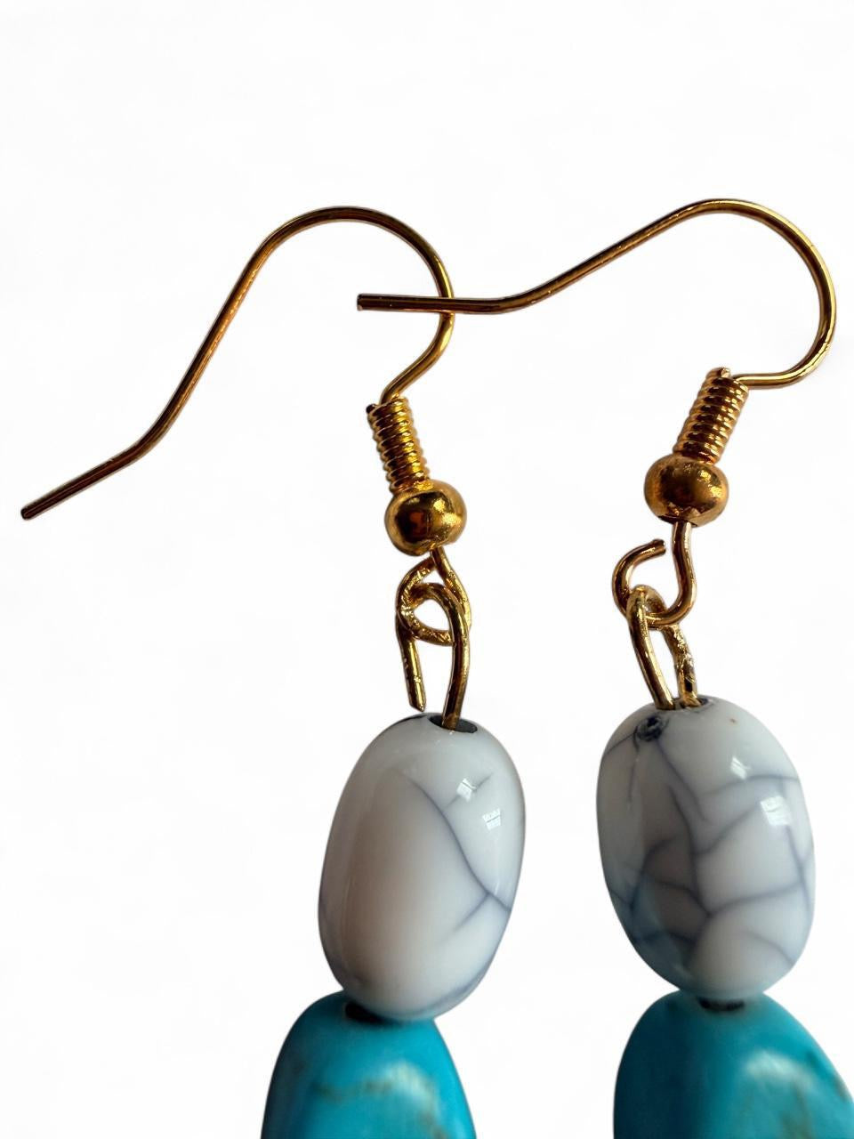Handmade Turquoise & Howlite Dangle Earrings